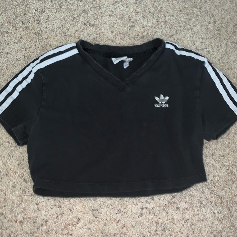 adidas black v neck crop top